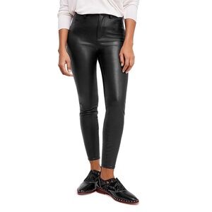 Free People Black Faux Leather Slim Pant, Size 25